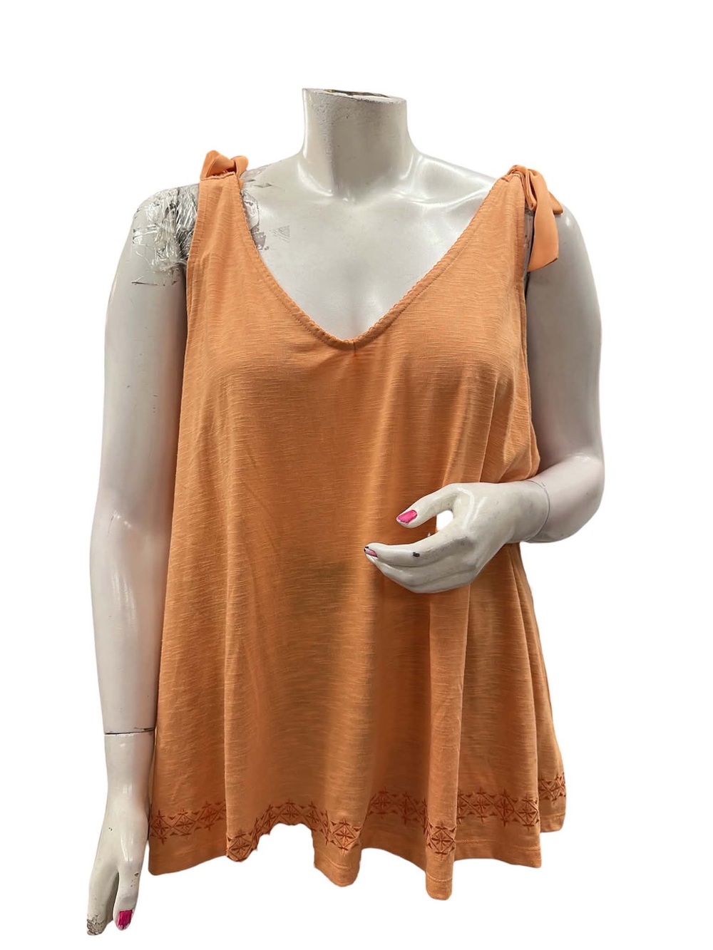 Love & Legend Rust Orange Tie-Shoulder V-Neck Tank Size 3X